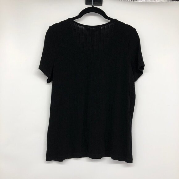 TanJay Black Textured jewelled neck Short Sleeve Shirt size S - Picture 2 of 14